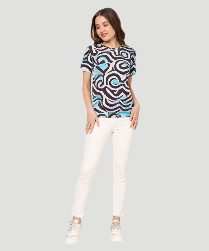 Women's Multicolor Graphic Print Half Sleeves Regular Fit T-Shirt