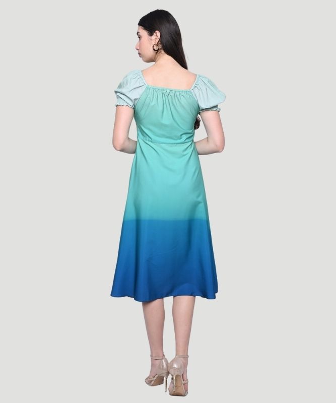 Women's Multicolor Ombre Fit & Flare Midi Dress